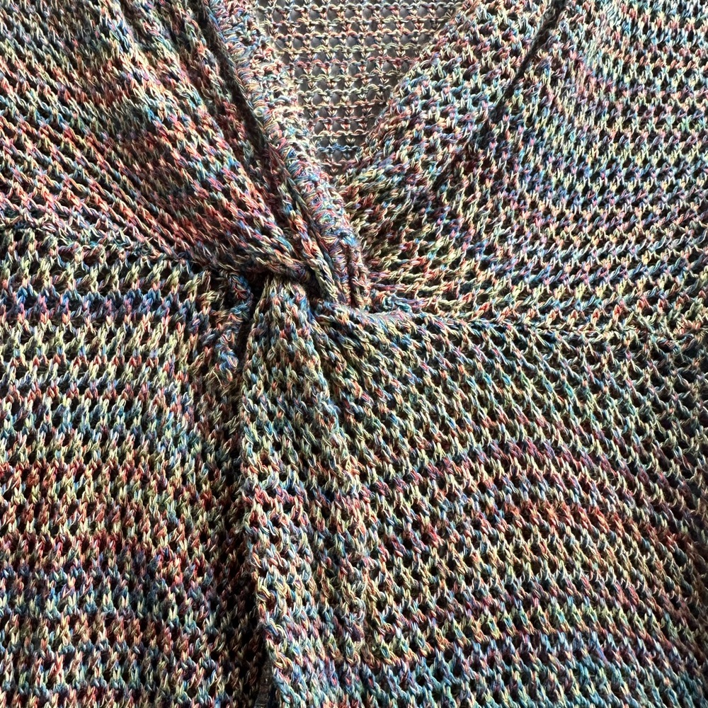 new directions Multicolor Open Knit Cardigan with Olive and Rust Accents - Picture 3 of 4